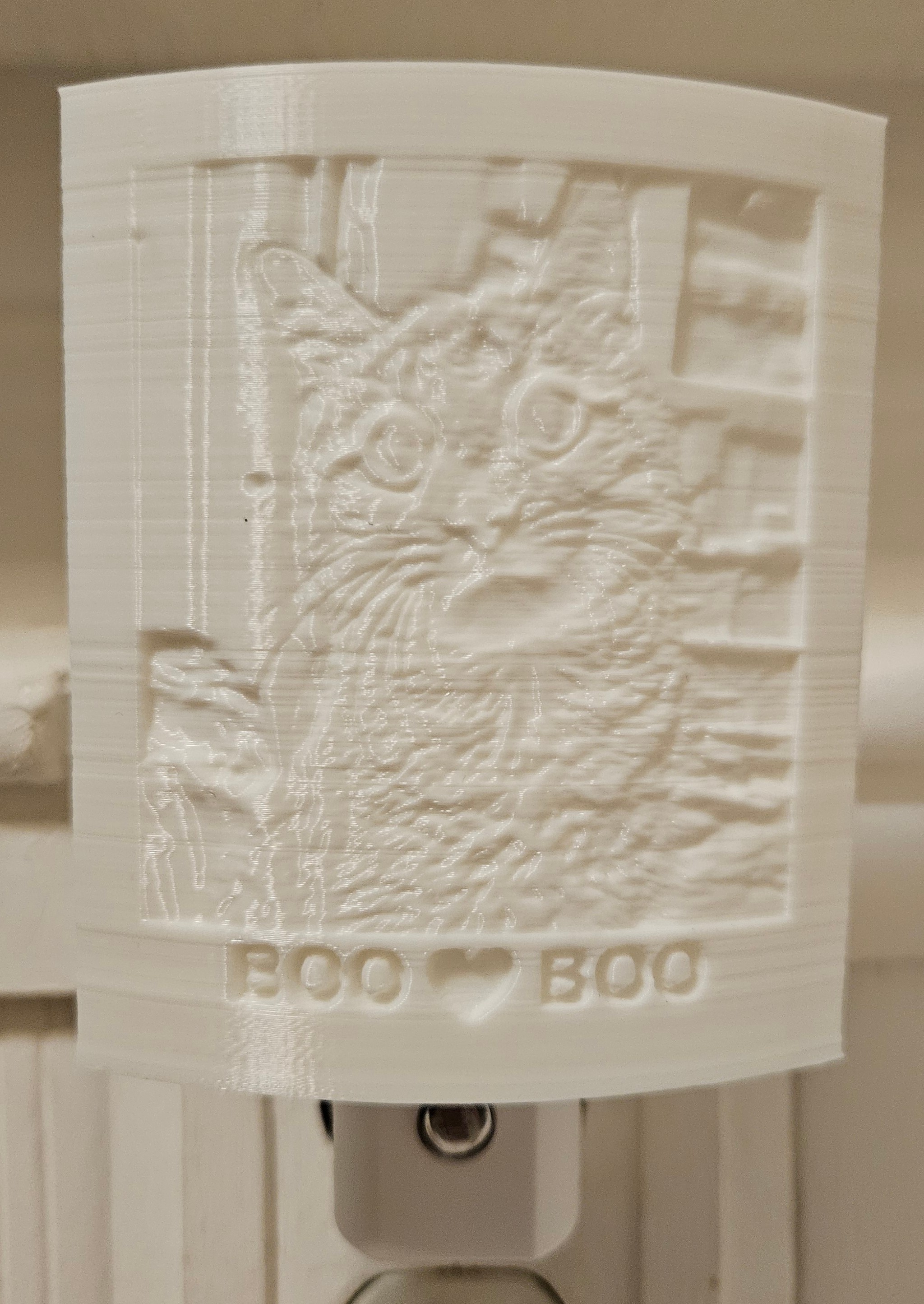Boo Boo unlit etching detail